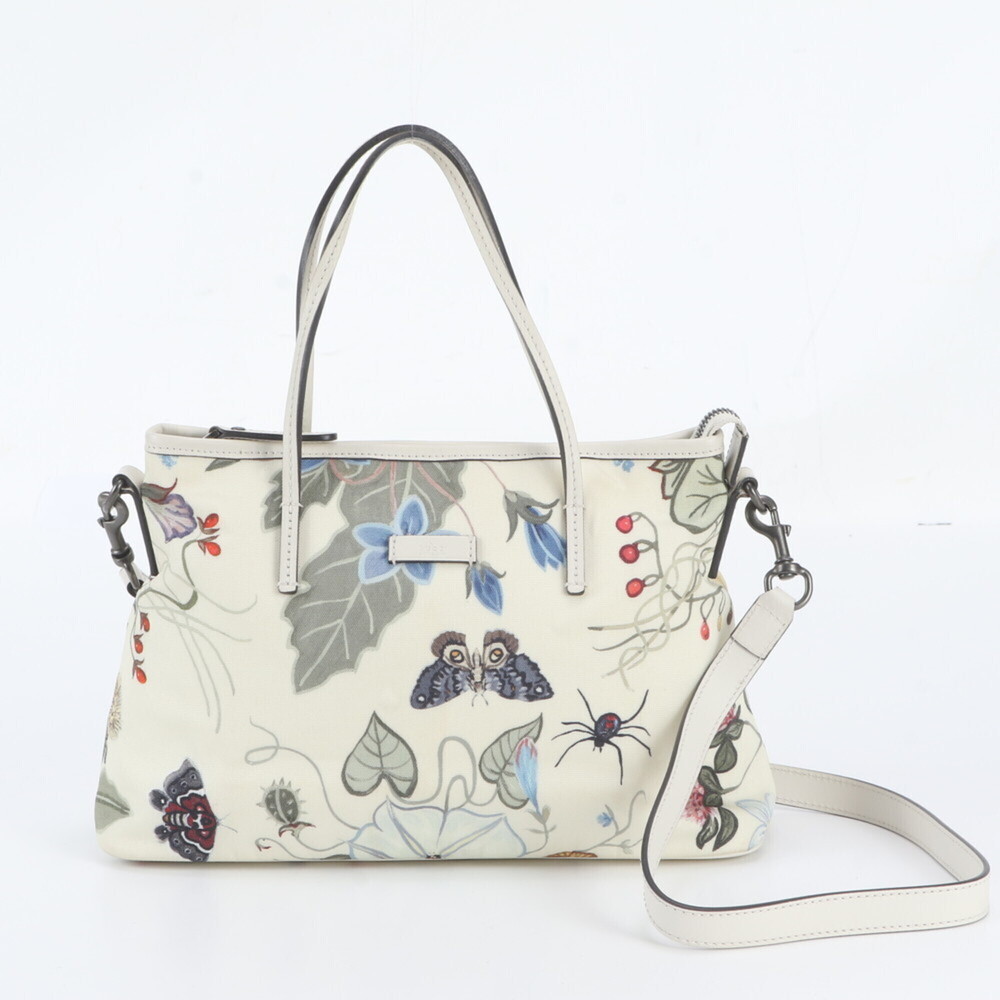 Gucci Flower Pattern 353440 Leather 2-Way Shoulder Bag, Handbag, Tote Bag for...